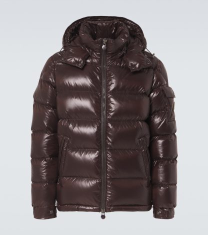 designer kopen Moncler Donsjack Maya in bruin