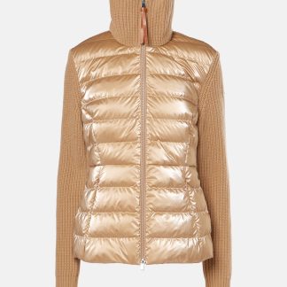 designer kopen Moncler Wollen jack met donzen panelen in beige