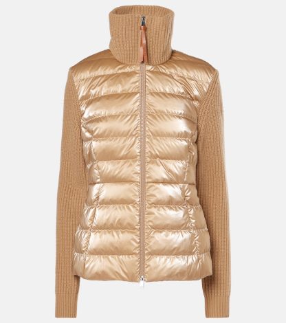 designer kopen Moncler Wollen jack met donzen panelen in beige