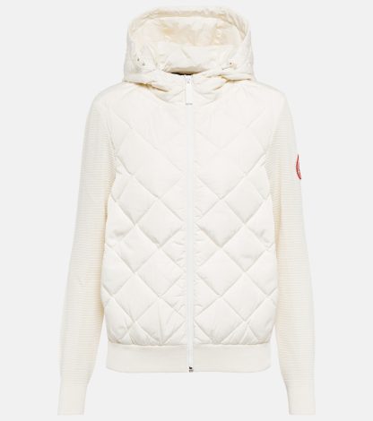 goedkope luxe Canada Goose HyBridge® wollen hoodie met donspanelen in wit