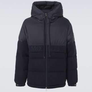 goedkope luxe Moncler Wollen donsjack Andres in blauw