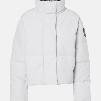 goedkope ontwerper Canada Goose Grandview gewatteerd cropped donsjack in zilver