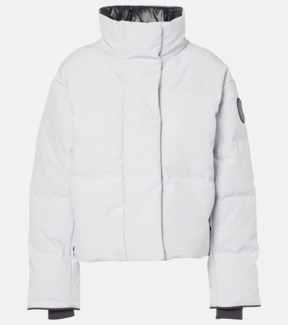 goedkope ontwerper Canada Goose Grandview gewatteerd cropped donsjack in zilver