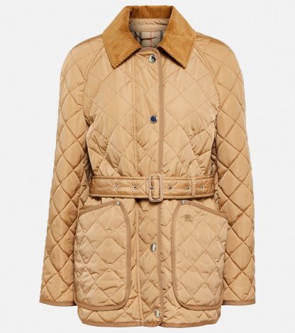 hete verkoop ontwerper Burberry Gewatteerd jasje met riem in beige