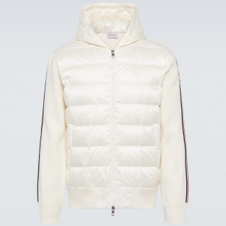 hete verkoop ontwerper Moncler Gestreepte gewatteerde hoodie in wit