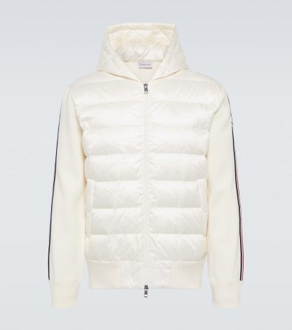 hete verkoop ontwerper Moncler Gestreepte gewatteerde hoodie in wit