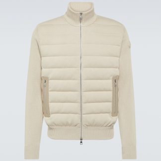 hete verkoop ontwerper Moncler Met leer afgezet katoenen vest in beige