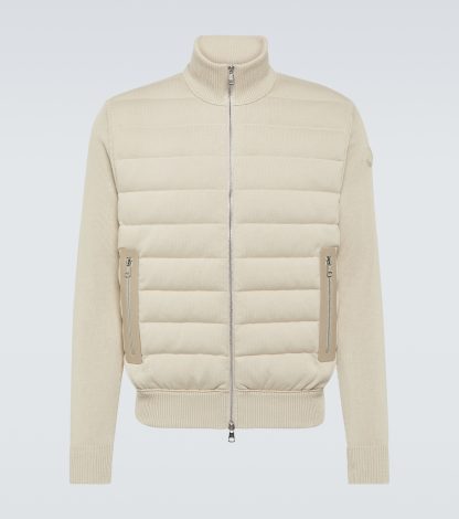 hete verkoop ontwerper Moncler Met leer afgezet katoenen vest in beige