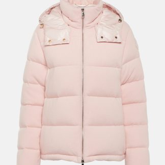 hete verkoopluxe Moncler Arimi donsjack van wol en kasjmier in roze