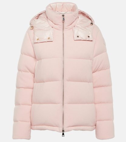 hete verkoopluxe Moncler Arimi donsjack van wol en kasjmier in roze