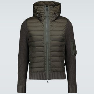 hete verkoopluxe Moncler Jas met tricot panelen in groen