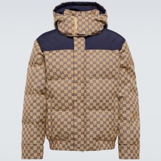 hoogwaardige luxe Gucci GG canvas donsjack in blauw