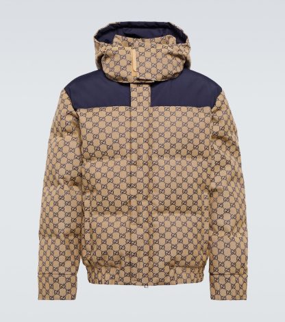 hoogwaardige luxe Gucci GG canvas donsjack in blauw