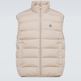 hoogwaardige luxe Moncler Contrin donsvest in beige