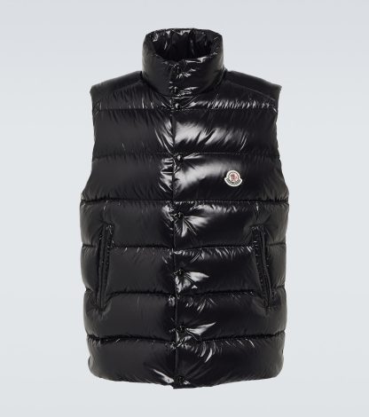 hoogwaardige luxe Moncler Tibb logo donsvest in zwart