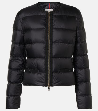 luxe kopen Moncler Laurine bijgesneden donsjack in zwart