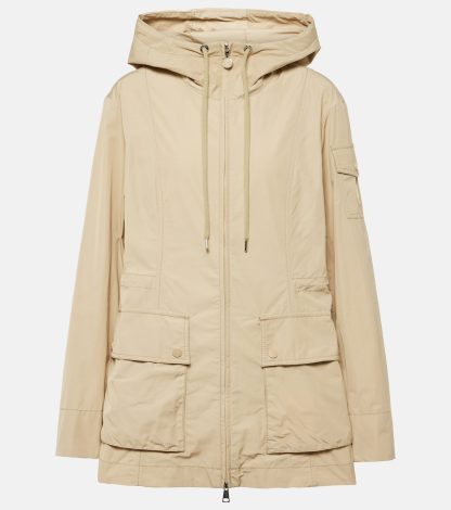 luxe kopen Moncler Leandro technische popeline parka in beige