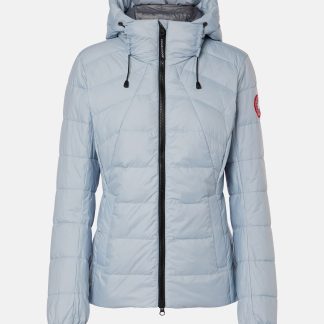 luxe replica Canada Goose Abbott donsjack met logo in blauw