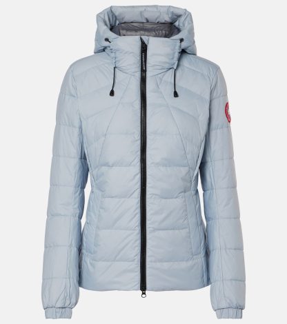 luxe replica Canada Goose Abbott donsjack met logo in blauw