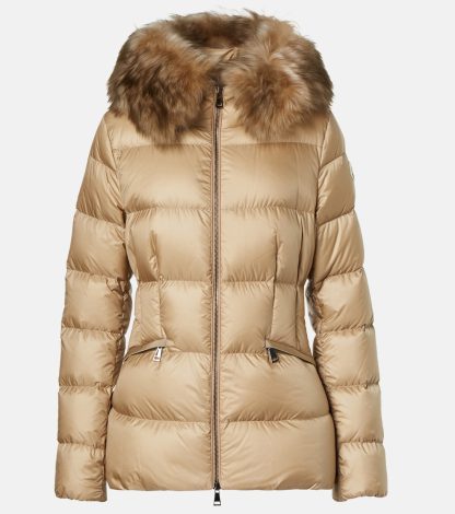 luxe replica Moncler Boed donsjack met margarijnrand in beige