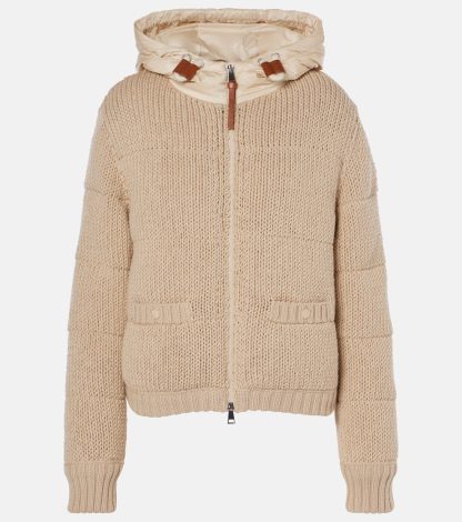 luxe replica Moncler Geribd wollen pufferjack in beige