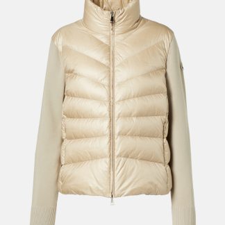 luxe replica Moncler Wollen vest met donzen panelen in beige