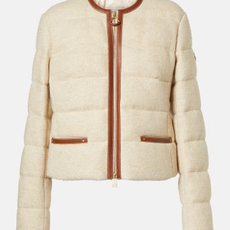 mode luxe Moncler Serinde donsjack met leren afwerking in wit