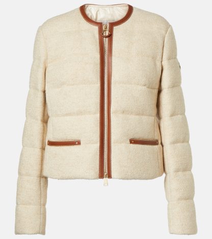 mode luxe Moncler Serinde donsjack met leren afwerking in wit