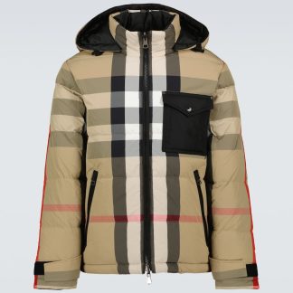 modeontwerper Burberry Burberry Check omkeerbaar donsjack in beige