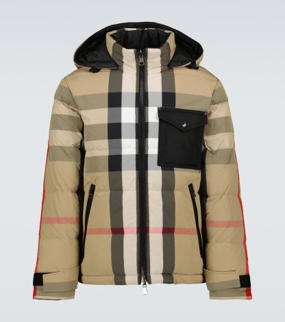 modeontwerper Burberry Burberry Check omkeerbaar donsjack in beige