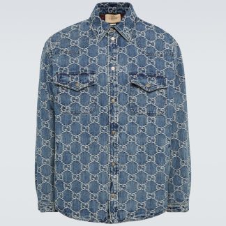 modeontwerper Gucci GG jacquard spijkerjasje in blauw