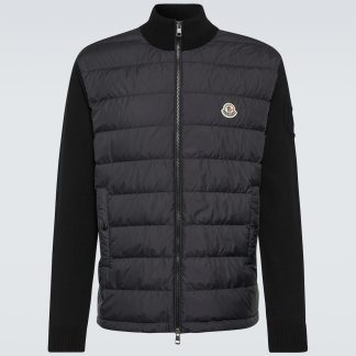 modeontwerper Moncler Katoenen jack met donzen panelen in zwart