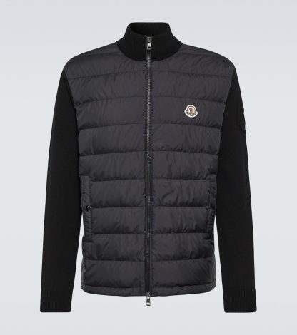 modeontwerper Moncler Katoenen jack met donzen panelen in zwart