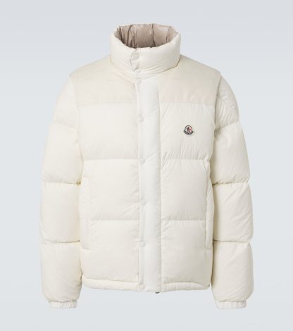 modeontwerper Moncler Verone omkeerbare jas in wit