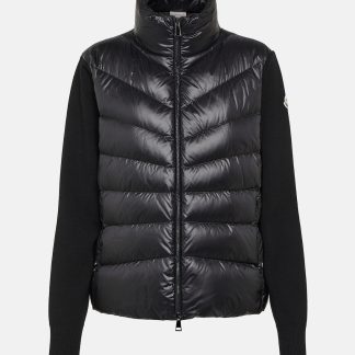 namaakontwerper Moncler Gebreid vest met donzen panelen in zwart