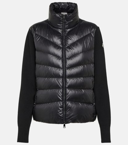 namaakontwerper Moncler Gebreid vest met donzen panelen in zwart