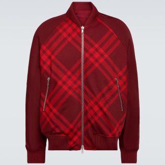 nep luxe Burberry Geruite bomberjack van wolmix in rood