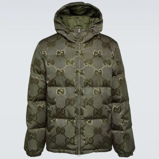 nep luxe Gucci Jumbo GG canvas donsjack in groen