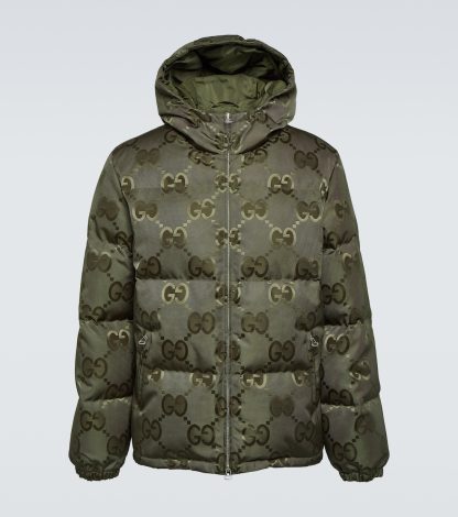 nep luxe Gucci Jumbo GG canvas donsjack in groen