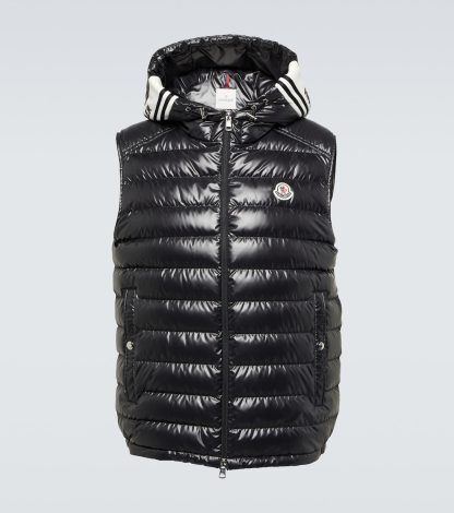 nep luxe Moncler Clai donsvest in zwart